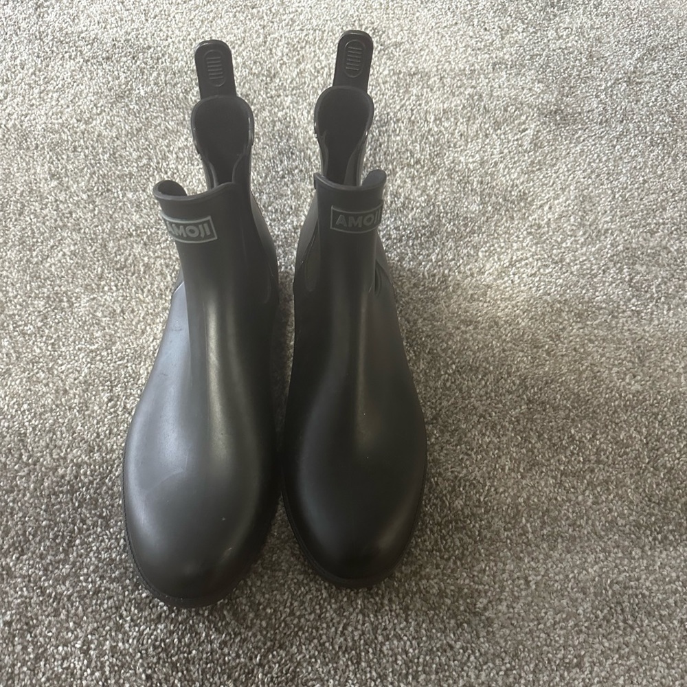 Amoji 300 Unisex Ankle Chelsea Black Rain Short Rubber Boots Size 30